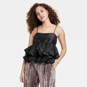 A New Day Satin Tiered Taffeta Tank Top